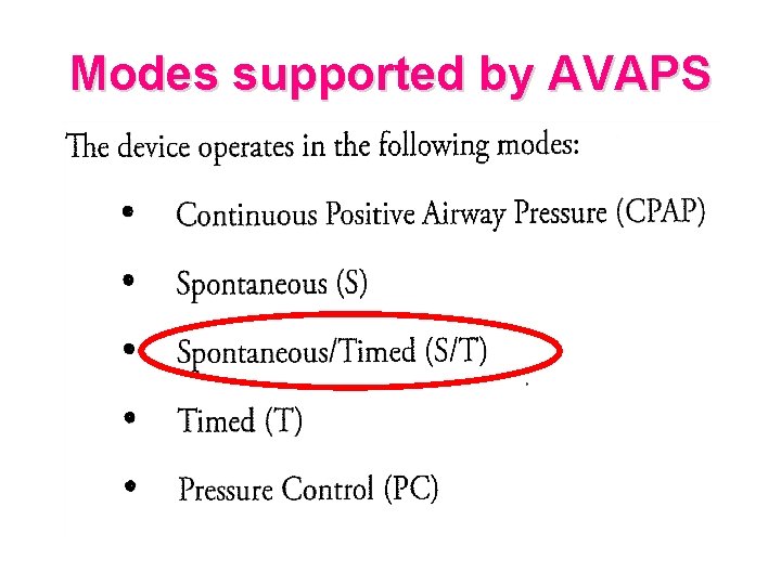Modes supported by AVAPS 