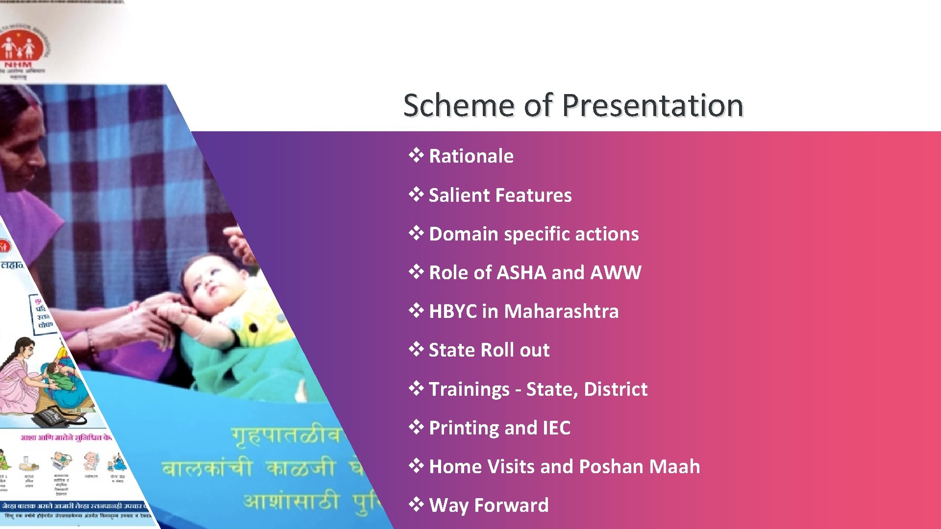 Scheme of Presentation v Rationale v Salient Features v Domain specific actions v Role