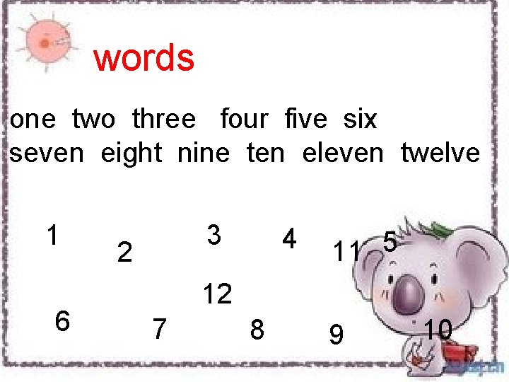 words one two three four five six seven eight nine ten eleven twelve 1