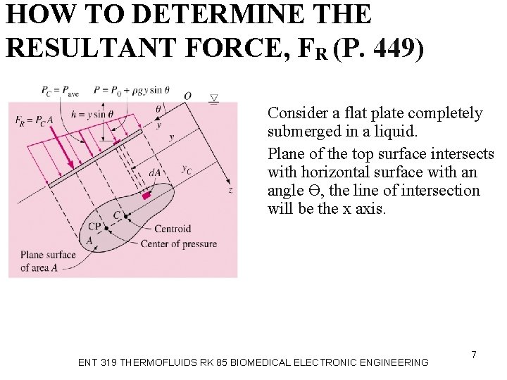 HOW TO DETERMINE THE RESULTANT FORCE, FR (P. 449) • Consider a flat plate