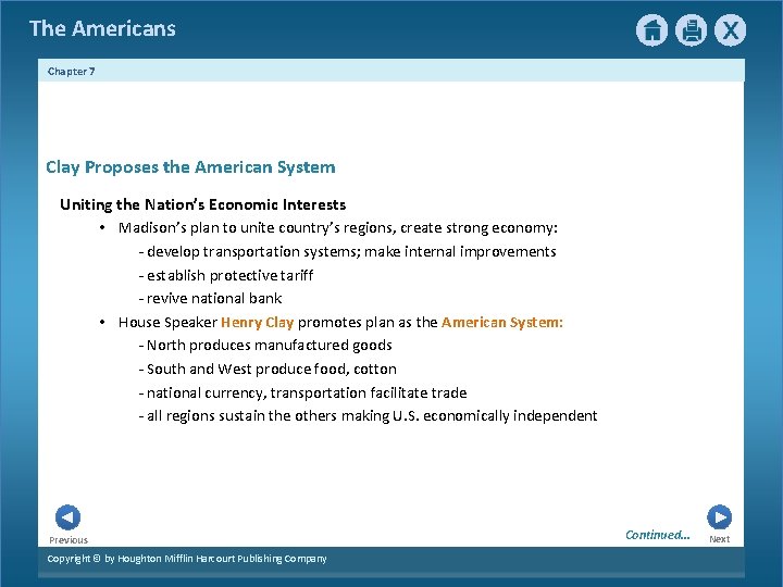 The Americans Chapter 7 Clay Proposes the American System Uniting the Nation’s Economic Interests