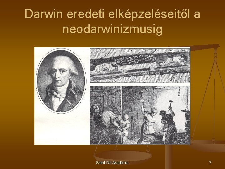 Darwin eredeti elképzeléseitől a neodarwinizmusig Szent Pál Akadémia 7 