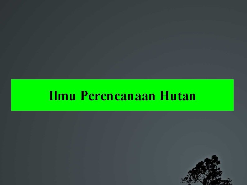 Ilmu Perencanaan Hutan 