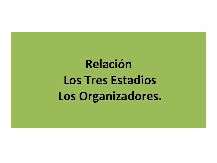 Relación Los Tres Estadios Los Organizadores. 