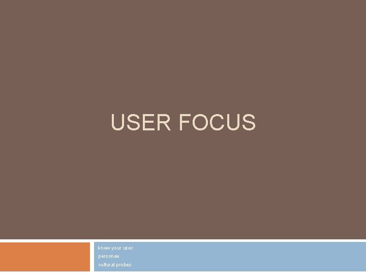 USER FOCUS know your user personae cultural probes 