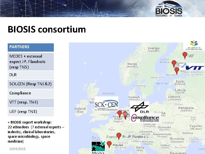 BIOSIS consortium PARTNERS MEDES + external expert JP. Flandrois (resp TN 5) DLR SCK.