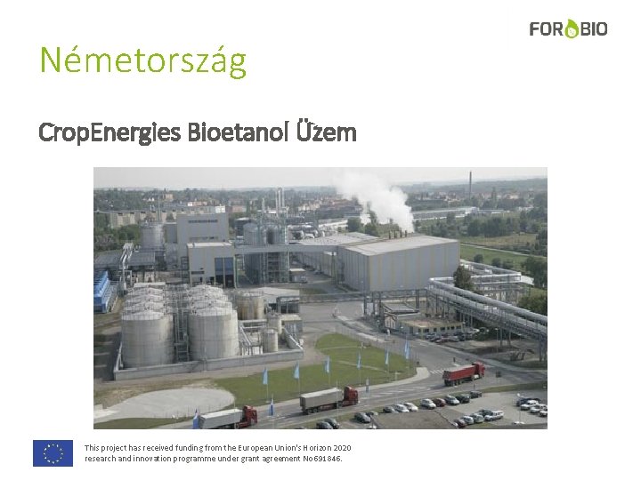 Németország Crop. Energies Bioetanol Üzem This project has received funding from the European Union's