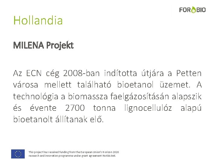 Hollandia MILENA Projekt Az ECN cég 2008 -ban indította útjára a Petten városa mellett