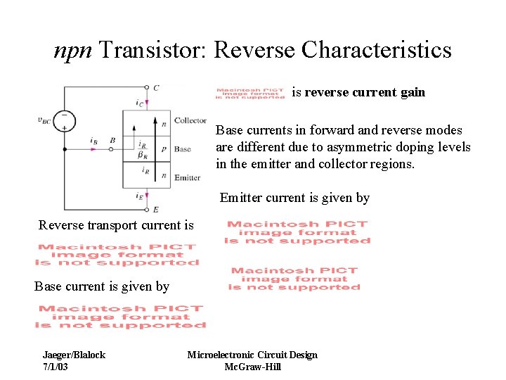 npn Transistor: Reverse Characteristics is reverse current gain Base currents in forward and reverse