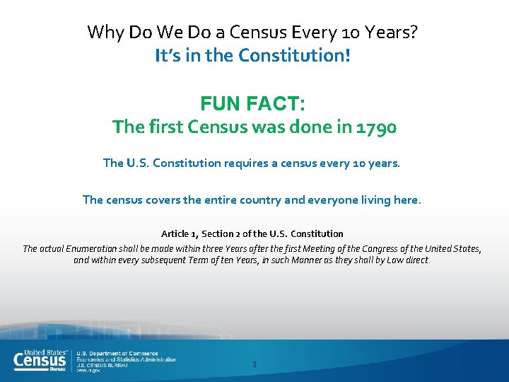 Why Do We Do a Census Every 10 Years? It’s in the Constitution! FUN