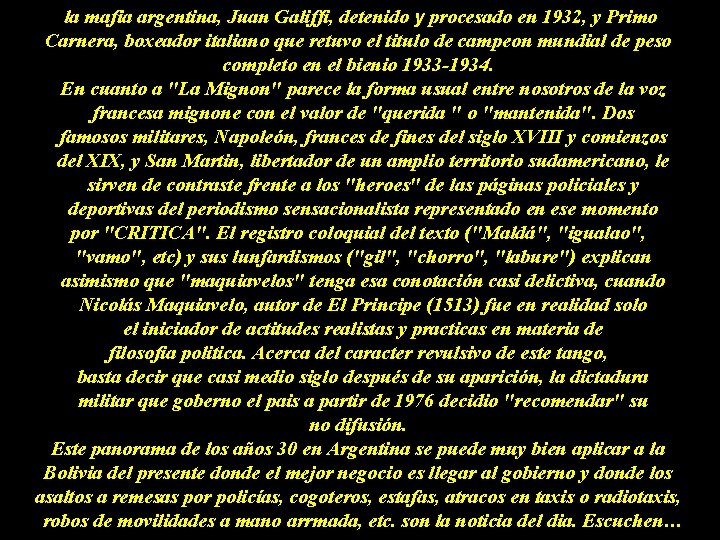 la mafia argentina, Juan Galiffi, detenido y procesado en 1932, y Primo Carnera, boxeador