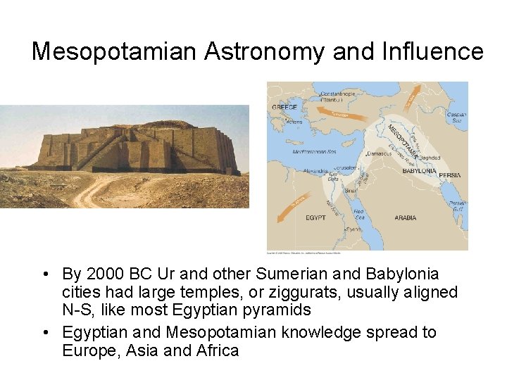 Mesopotamian Astronomy and Influence • By 2000 BC Ur and other Sumerian and Babylonia