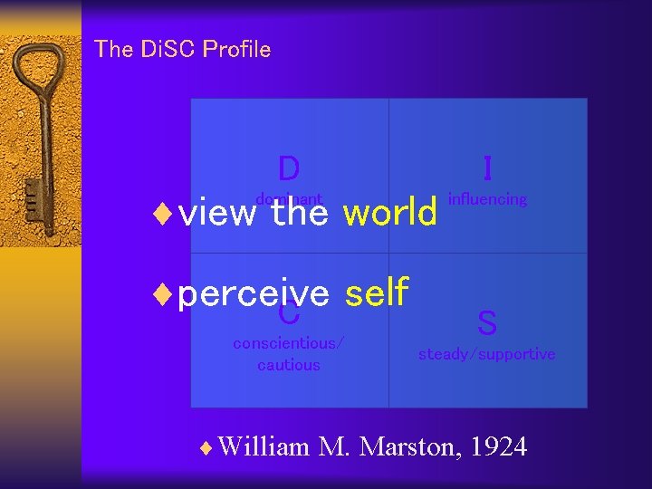 The Di. SC Profile D I ¨view the world influencing dominant ¨perceive self C