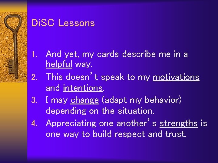 Di. SC Lessons 1. And yet, my cards describe me in a helpful way.