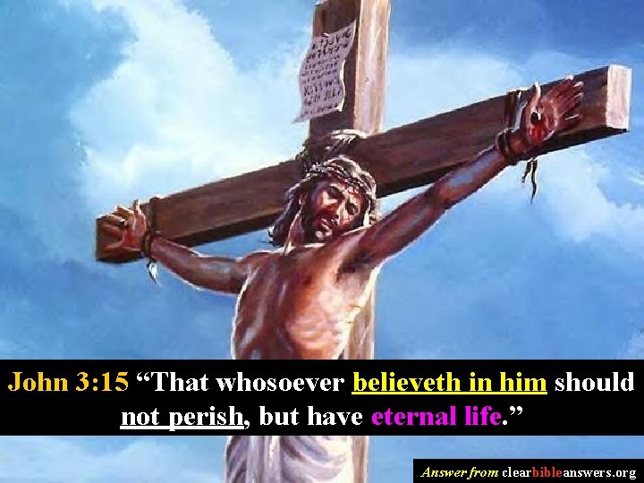 John 3: 15 “That whosoever believeth in him should not perish, but have eternal