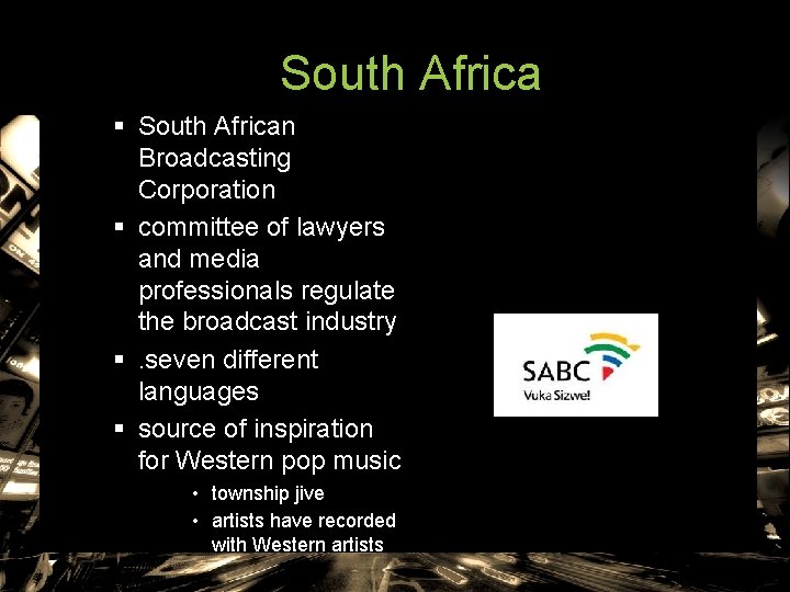 South Africa § South African Broadcasting Corporation § committee of lawyers and media professionals