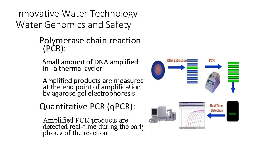 Innovative Water Technology Water Genomics and Safety Polymerase chain reaction (PCR): Small amount of