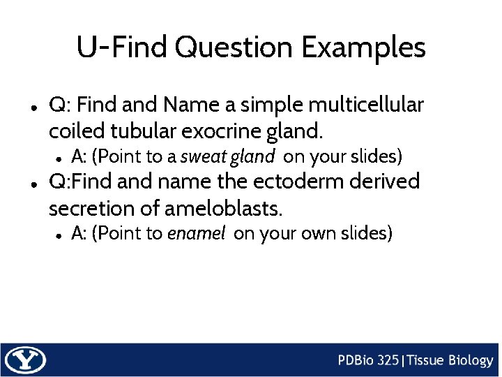 U-Find Question Examples ● ● Q: Find and Name a simple multicellular coiled tubular