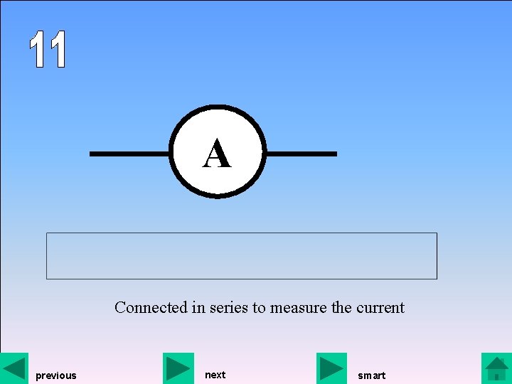 A Connected in series to measure the current previous next smart 
