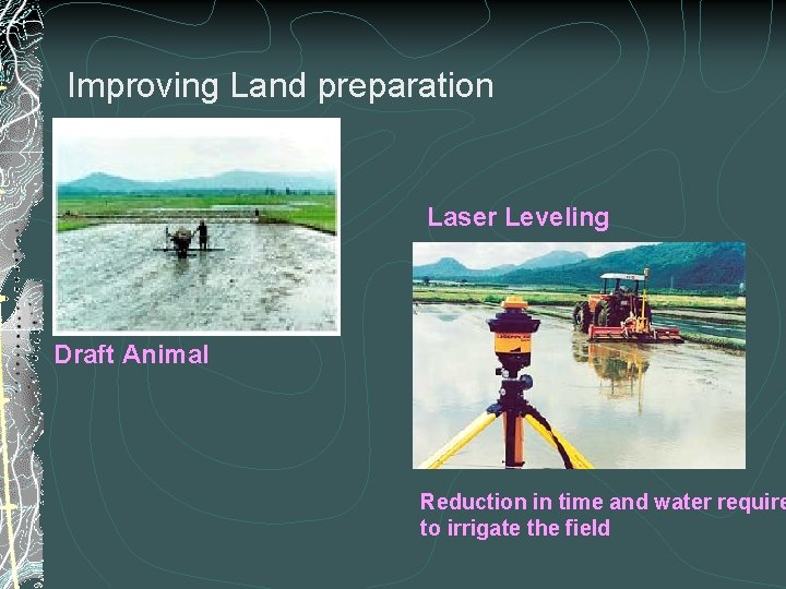 Improving Land preparation Draft Animal Laser Leveling Reduction in time and water require to