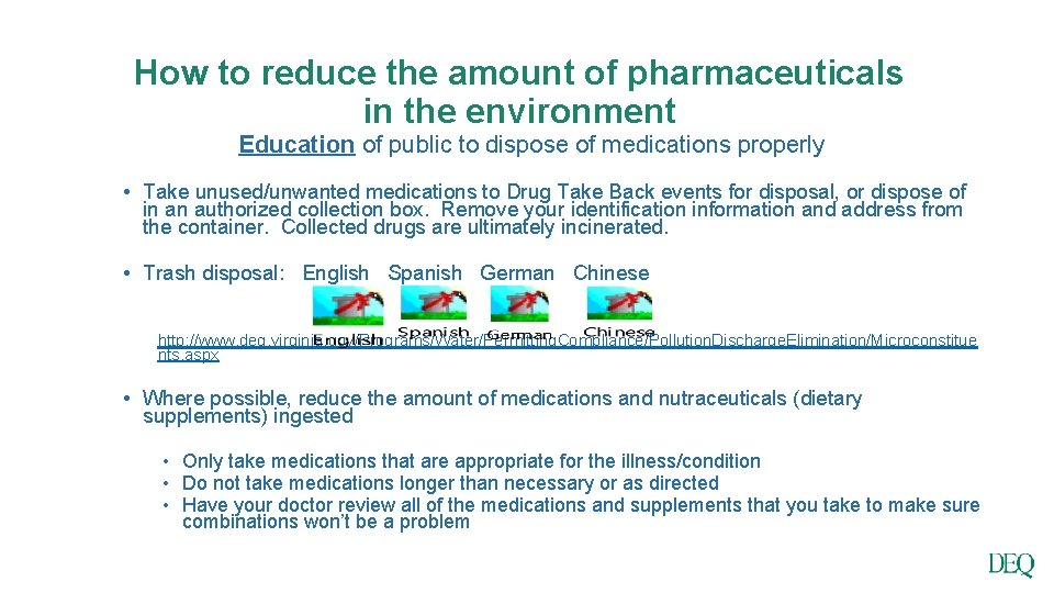 How to reduce the amount of pharmaceuticals in the environment Education of public to