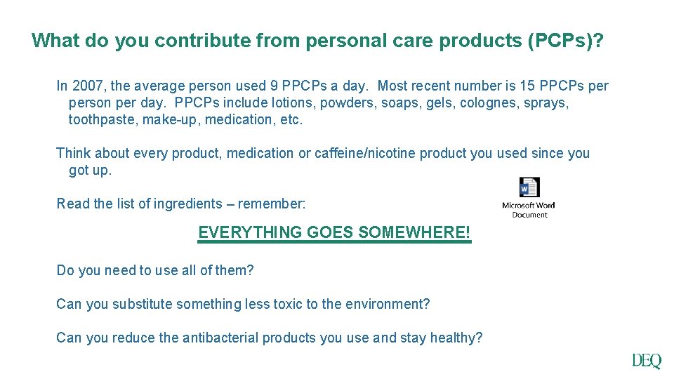 What do you contribute from personal care products (PCPs)? In 2007, the average person