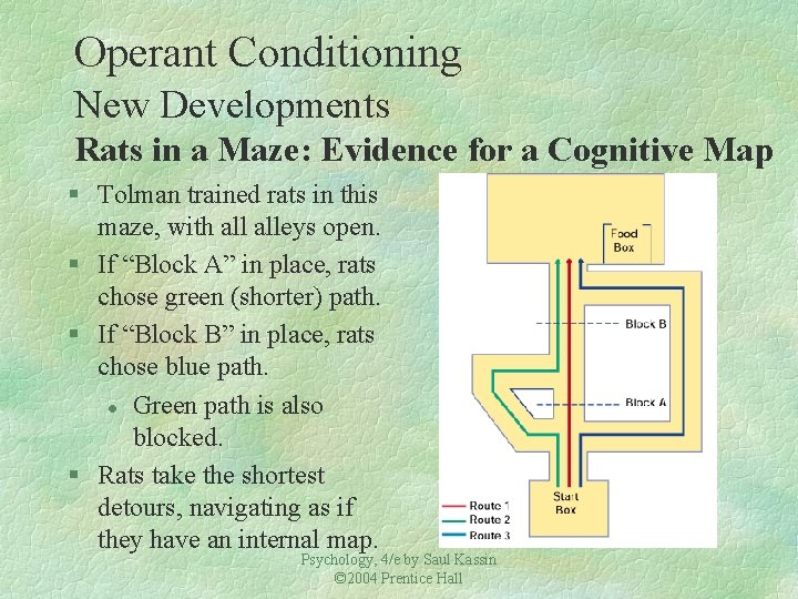 Operant Conditioning New Developments Rats in a Maze: Evidence for a Cognitive Map §