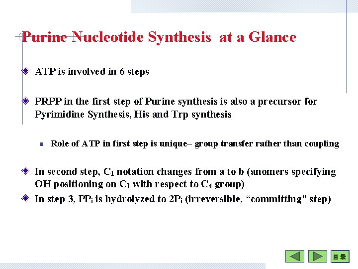 Purine Nucleotide Synthesis at a Glance ATP is involved in 6 steps PRPP in