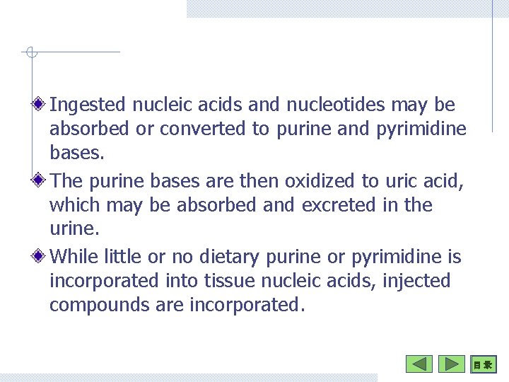 Ingested nucleic acids and nucleotides may be absorbed or converted to purine and pyrimidine