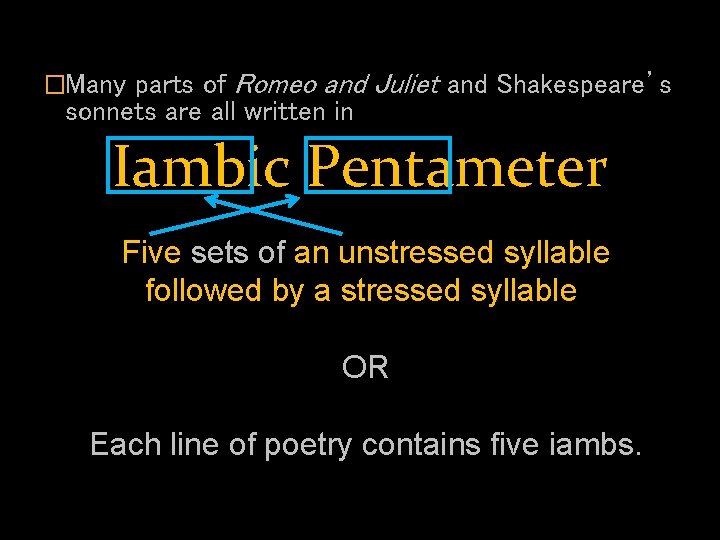 �Many parts of Romeo and Juliet and Shakespeare’s sonnets are all written in Iambic