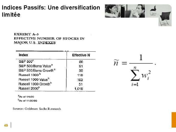 Indices Passifs: Une diversification limitée 49 