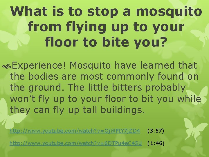 What is to stop a mosquito from flying up to your floor to bite