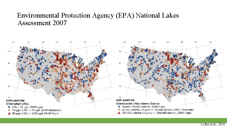 Environmental Protection Agency (EPA) National Lakes Assessment 2007 v v v Loftin et al.