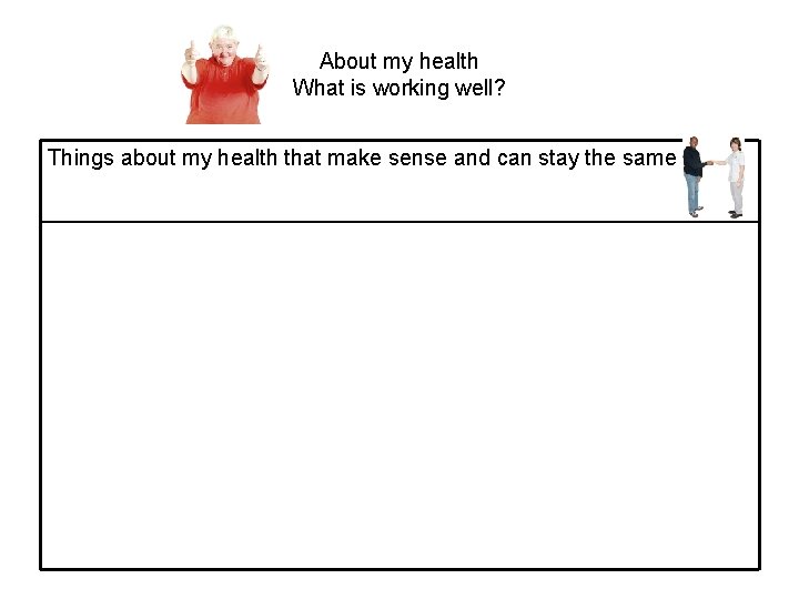 About my health What is working well? Things about my health that make sense