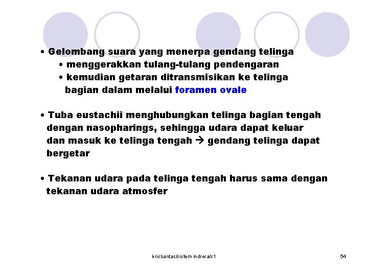  • Gelombang suara yang menerpa gendang telinga • menggerakkan tulang-tulang pendengaran • kemudian