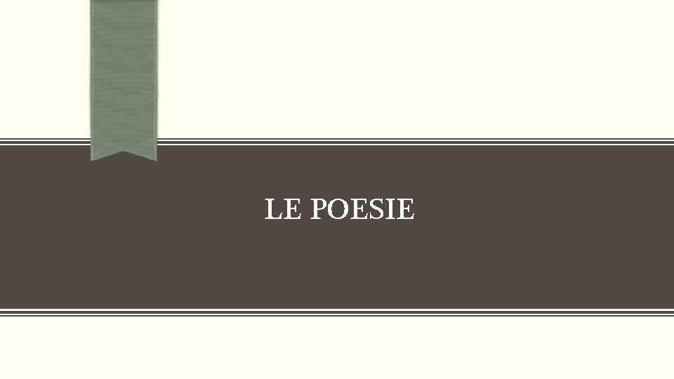 LE POESIE 