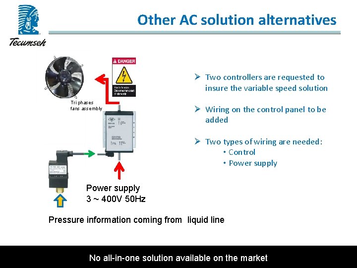 Other AC solution alternatives Ø Two controllers are requested to insure the variable speed