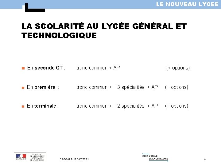 LE NOUVEAU LYCEE LA SCOLARITÉ AU LYCÉE GÉNÉRAL ET TECHNOLOGIQUE ■ En seconde GT