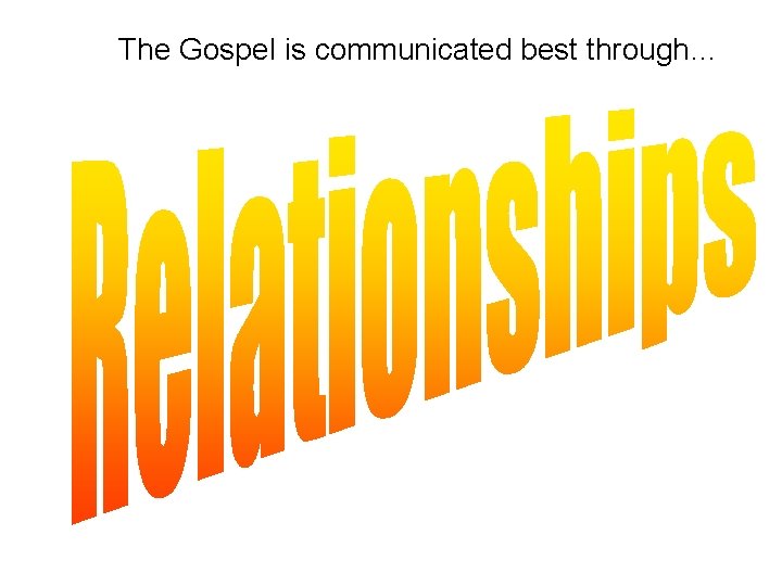 The Gospel is communicated best through… 