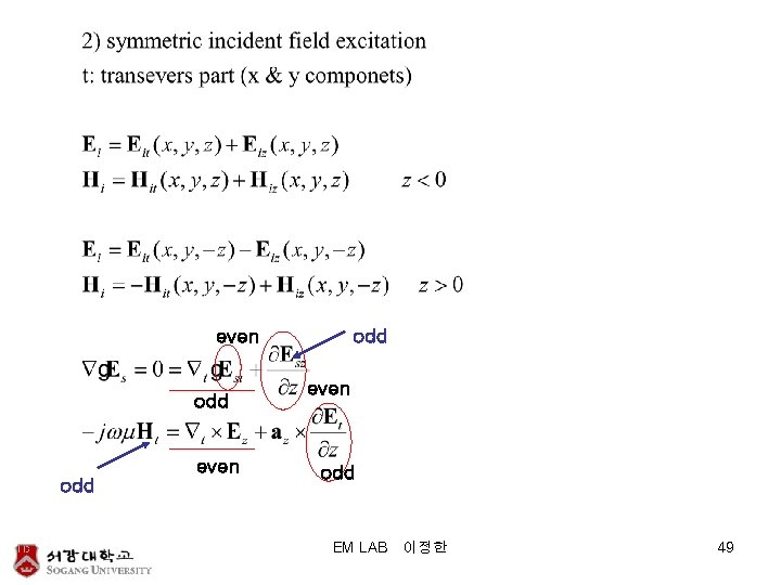 even odd odd even odd EM LAB 이정한 49 