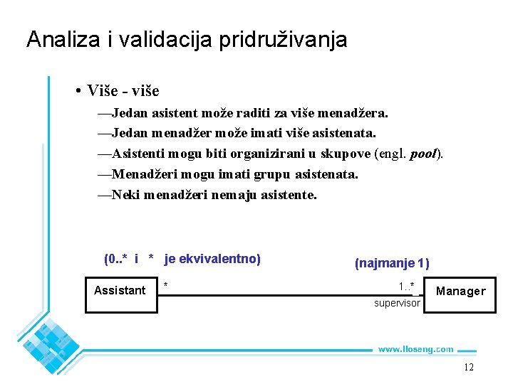 Analiza i validacija pridruživanja • Više - više —Jedan asistent može raditi za više