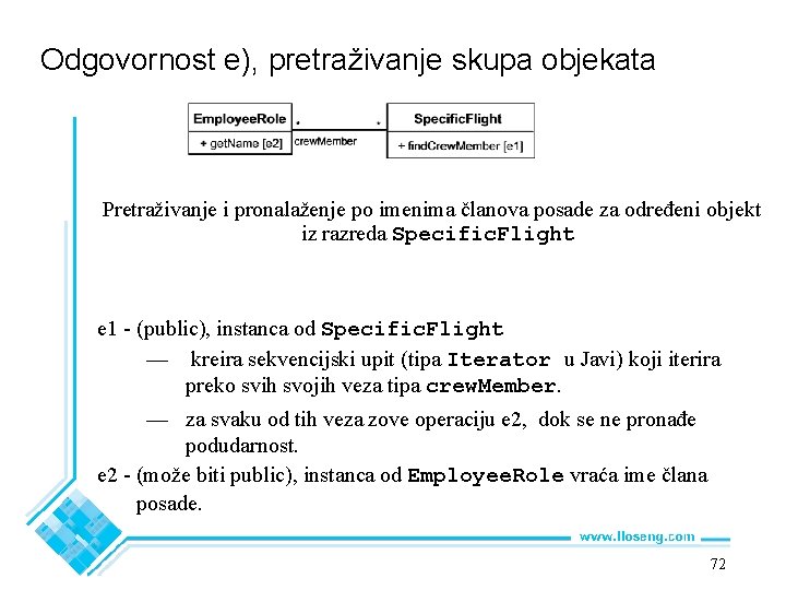 Odgovornost e), pretraživanje skupa objekata Pretraživanje i pronalaženje po imenima članova posade za određeni