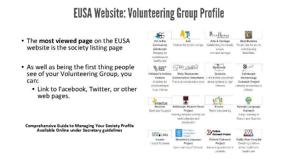  • The most viewed page on the EUSA website is the society listing