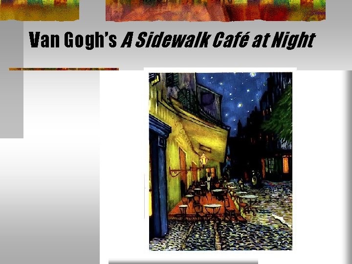 Van Gogh’s A Sidewalk Café at Night 