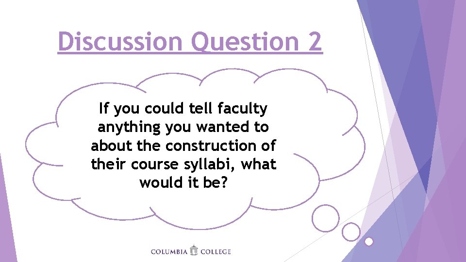 Discussion Question 2 If you could tell faculty anything you wanted to about the