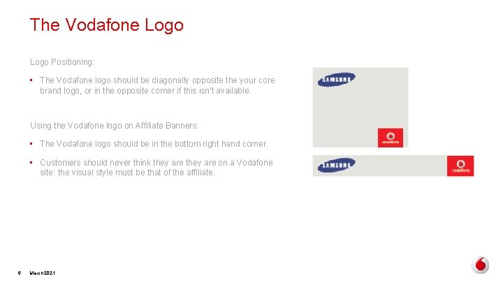 The Vodafone Logo Positioning: • The Vodafone logo should be diagonally opposite the your