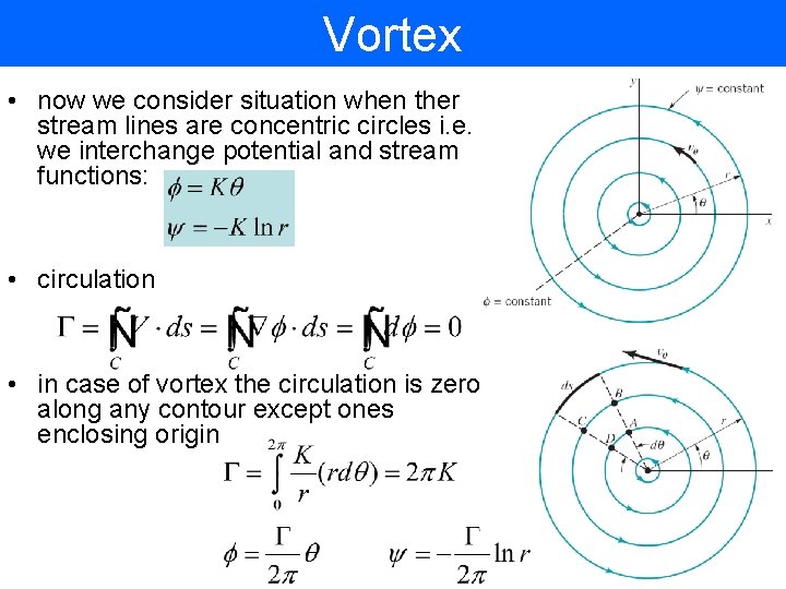 Vortex • now we consider situation when ther stream lines are concentric circles i.