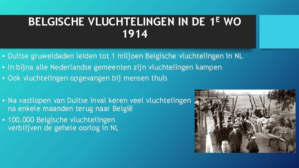 BELGISCHE VLUCHTELINGEN IN DE 1 E WO 1914 • Duitse gruweldaden leiden tot 1