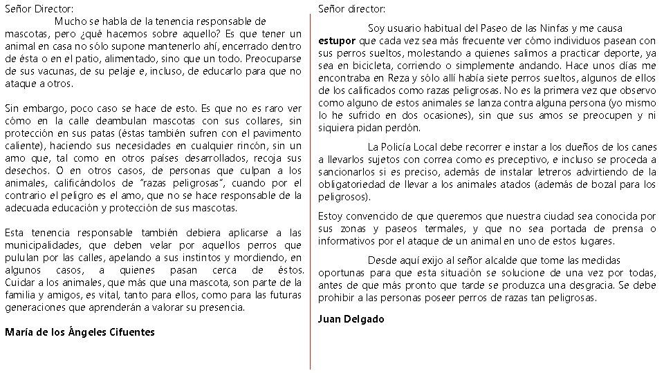 Señor Director: Mucho se habla de la tenencia responsable de mascotas, pero ¿qué hacemos