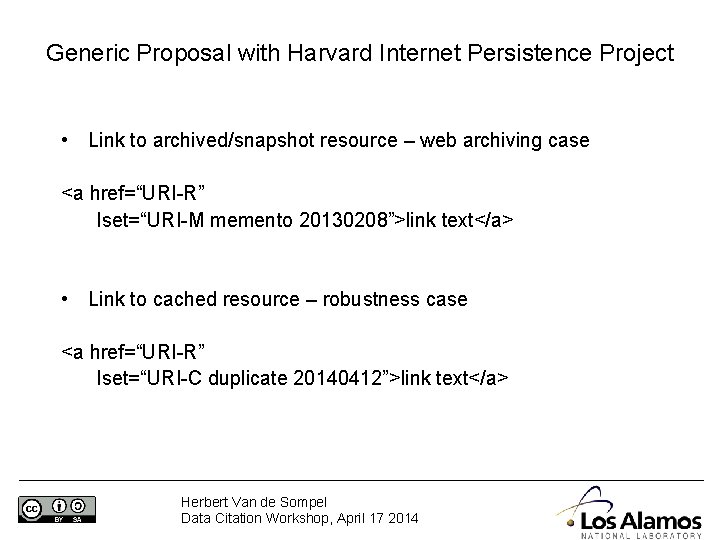 Generic Proposal with Harvard Internet Persistence Project • Link to archived/snapshot resource – web